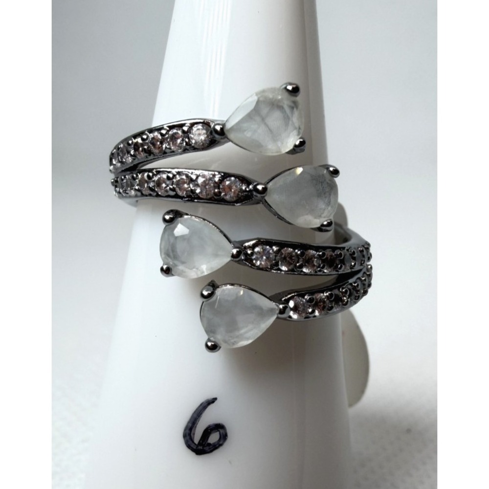 Size 6 Bomb Party Ring -RBP8197 Regal Calling - White Agate Fused with Quartz